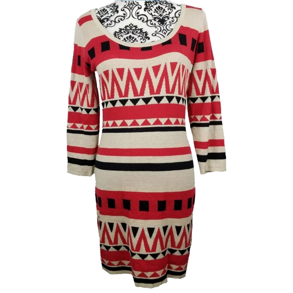 Flying Tomato Aztec Scoop Neck Sweater Dress